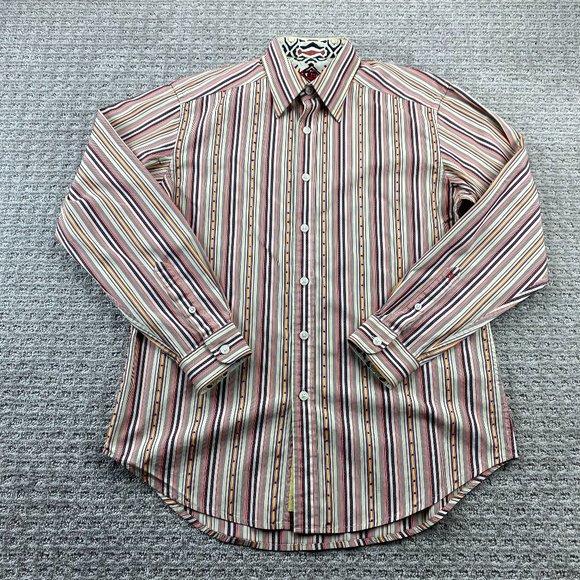 Robert Graham Shirt Men Medium M Multicolored Striped Button Up Long Sleeve - Picture 1 of 10